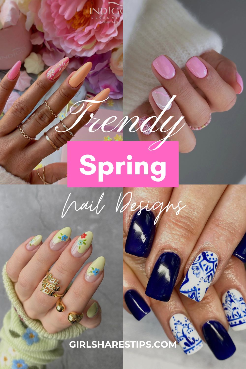 trendy cute spring nails collage