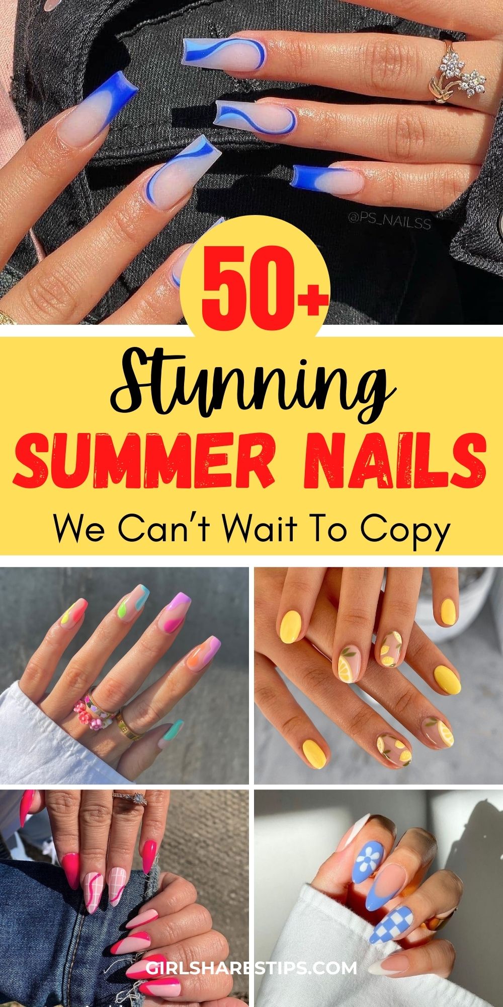 trendy cute summer nails collage