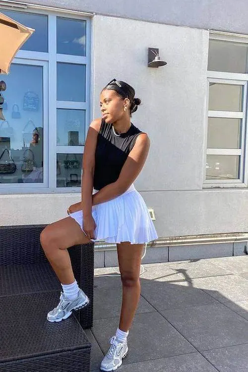 trendy tennis skirt outfit