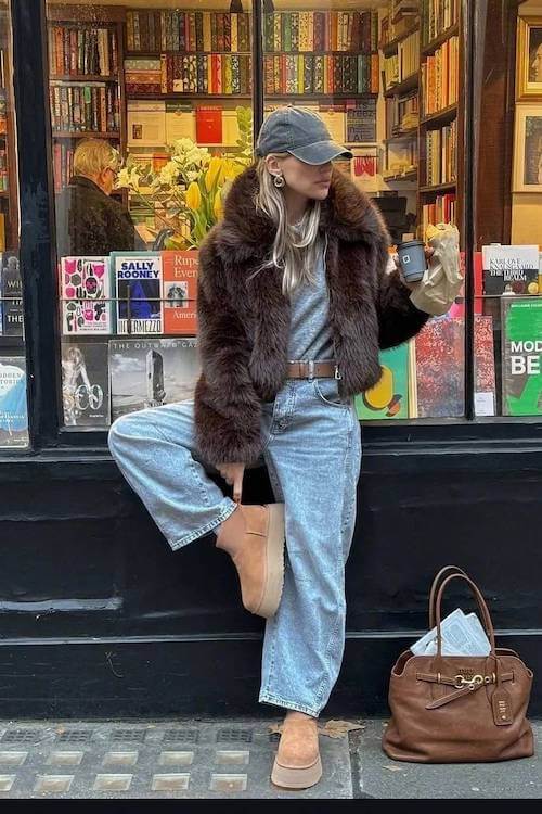 trendy wide leg jeans outfit