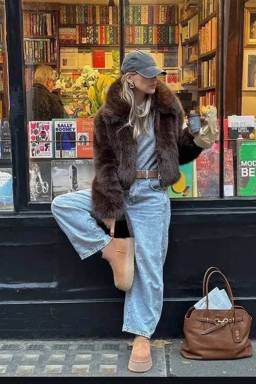 trendy wide leg jeans outfit