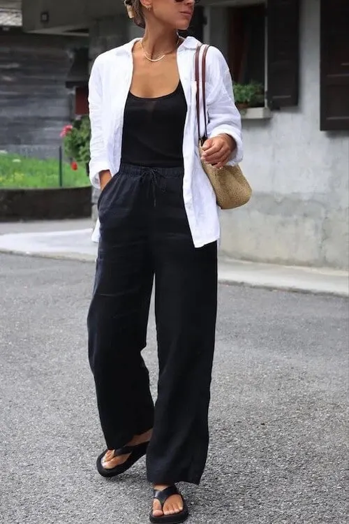 trendy wide leg pants outfit ideas women