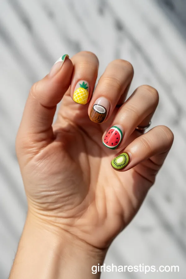Tropical Fruit Nail Designs