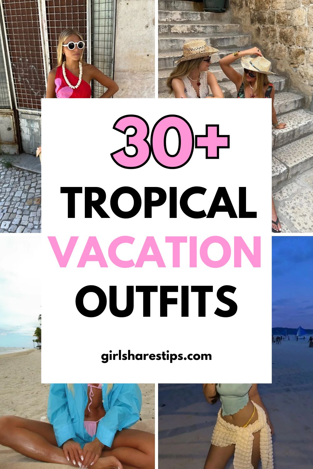 tropical vacation outfits collage