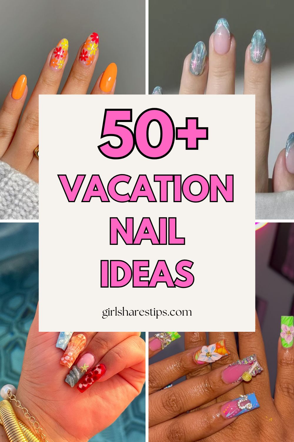vacation nails collage