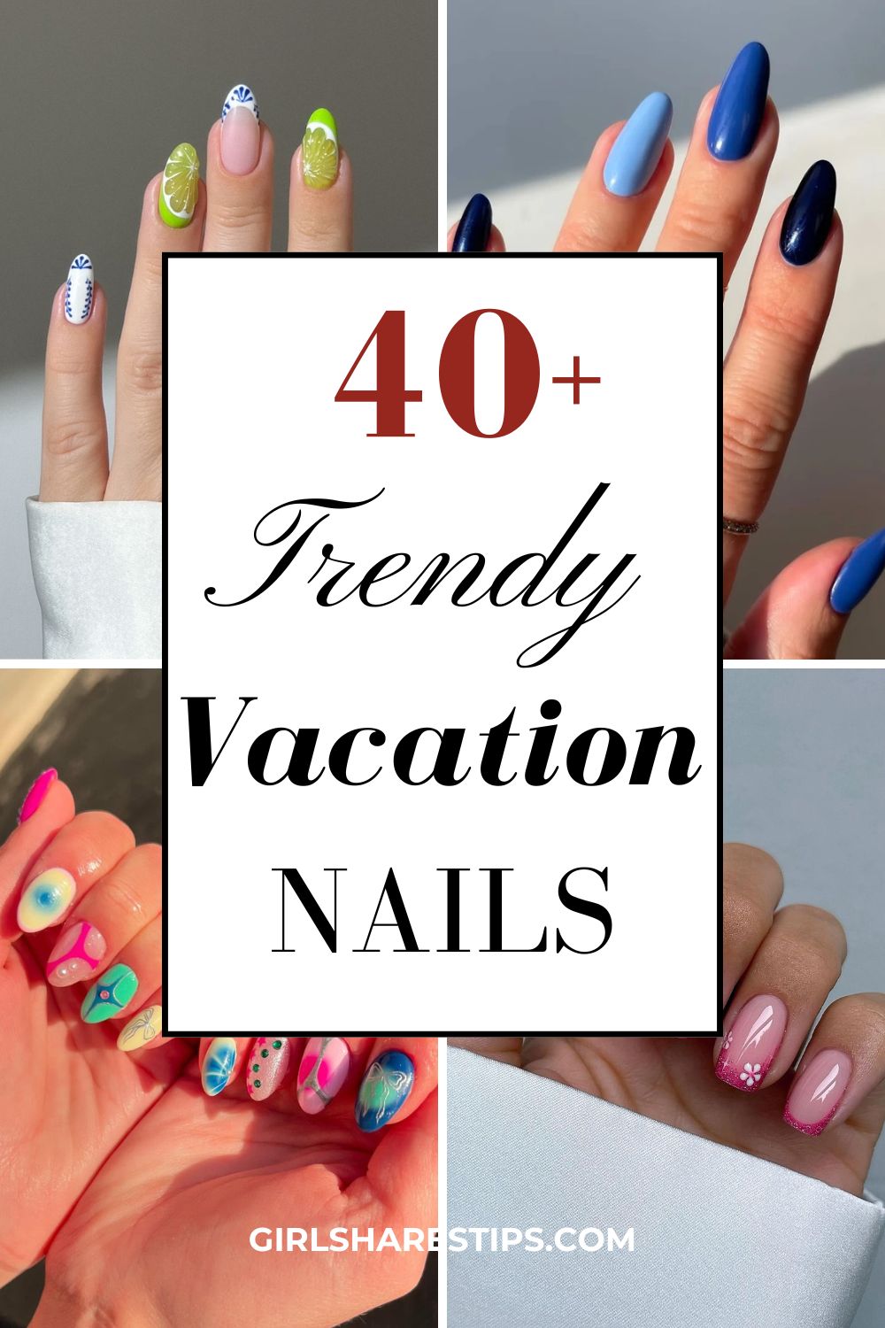 trendy vacation nails designs collage