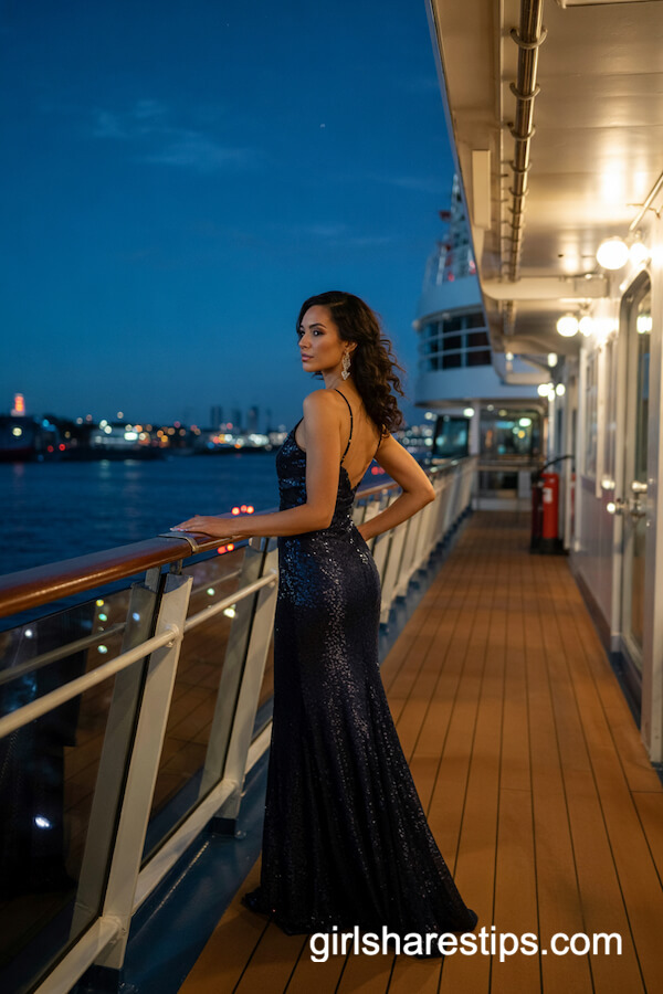 Sparkly Navy Gown for Cruise Ship Glam
