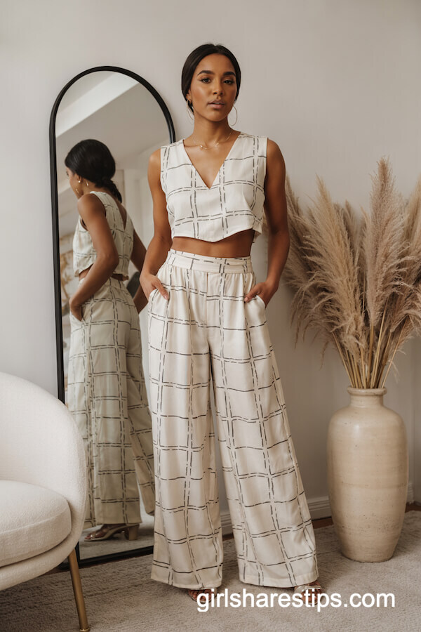 Black and White Geometric Two-Piece Set Indoors