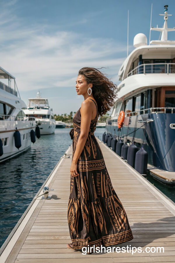 Tribal Maxi Dress on the Sunlit Dock