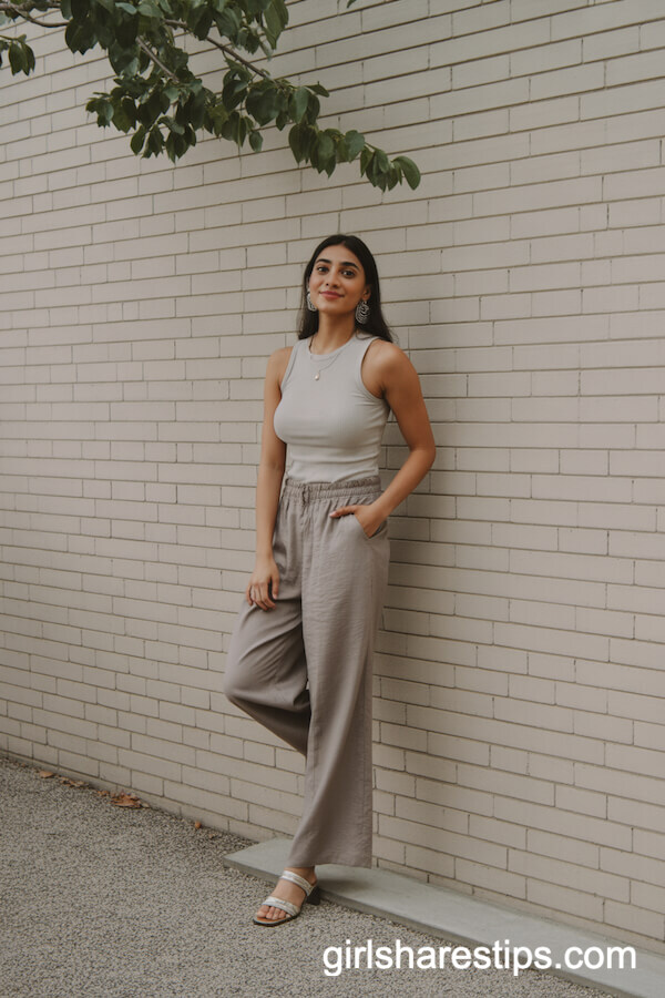 Linen pants with ribbed tank