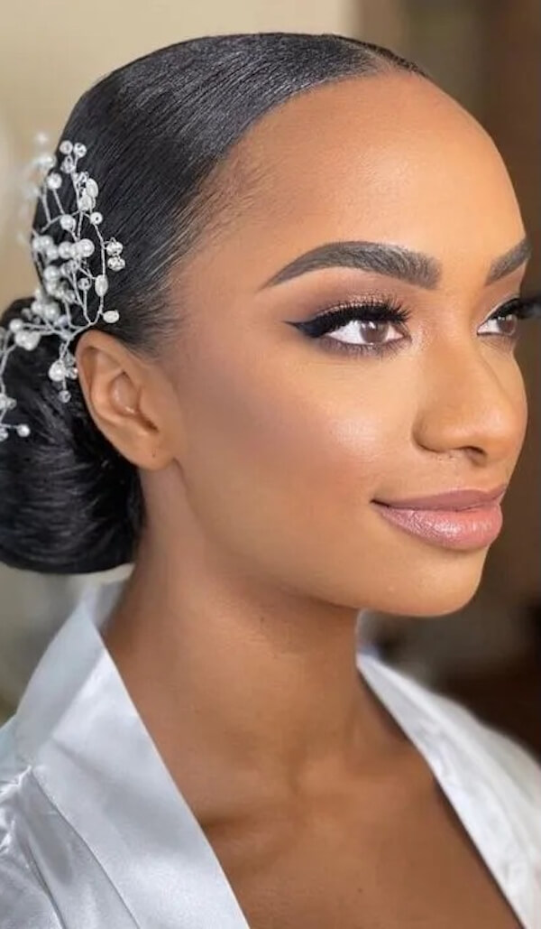 Classic Low Bun with Pearl Accents