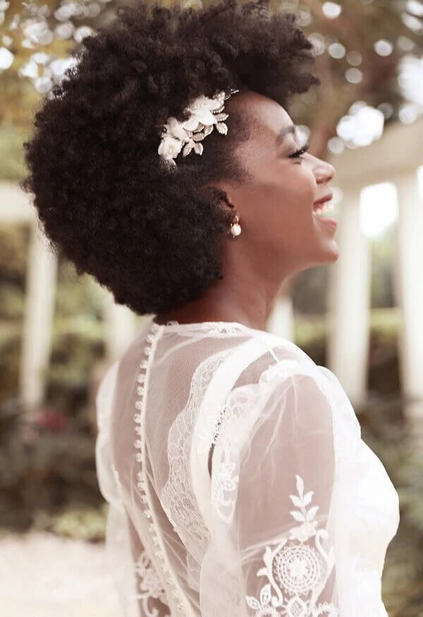 Natural Afro with Side Flower Accent