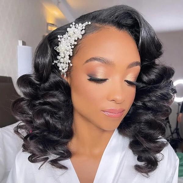 Retro Hollywood Waves with Hair Accessory