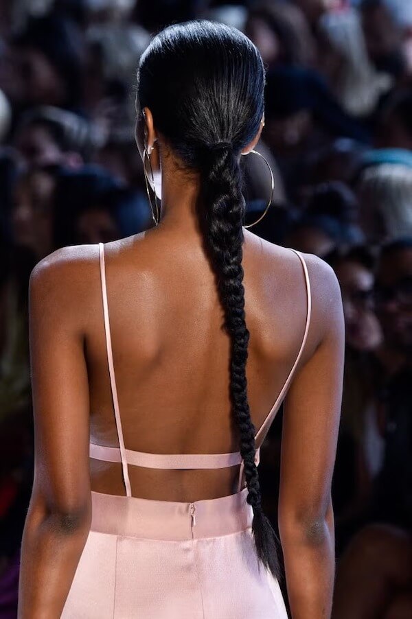 Sleek Low Braided Ponytail Look