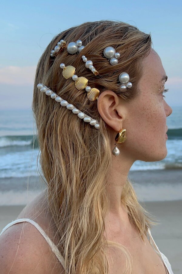 Beachy Hair with Pearl and Shell Clips