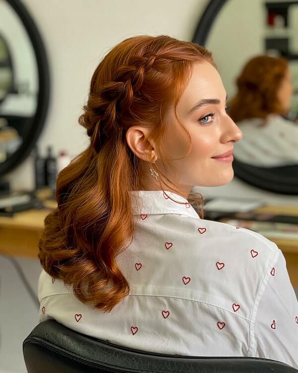Braided Half Updo with Loose Waves