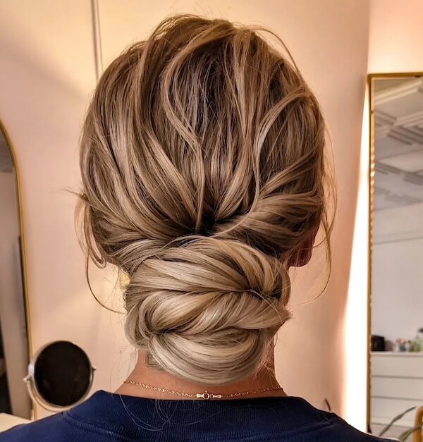 Textured Low Bun Updo