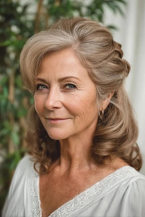 Half-Up Soft Waves for Older Women