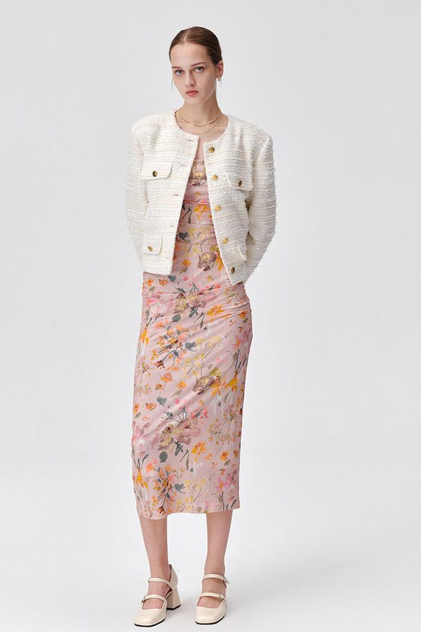 wedding guest jacket over dress