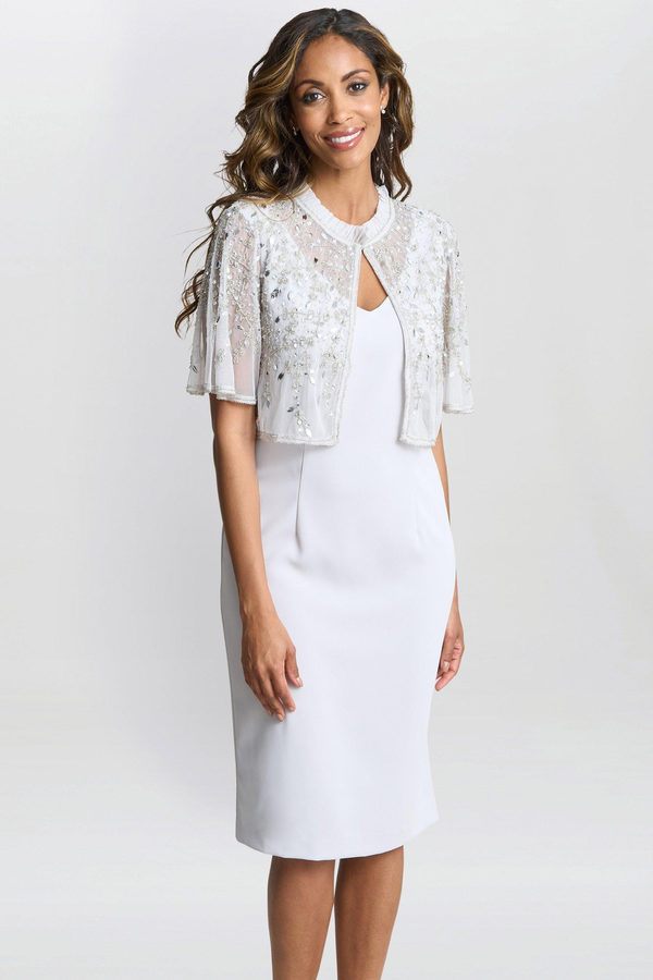 wedding guest jacket over dress