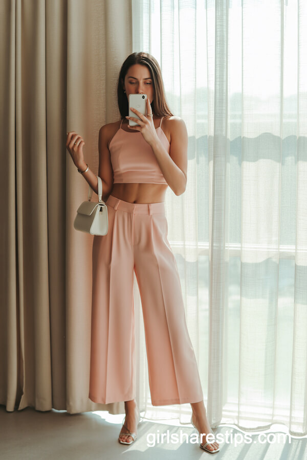 Pink Culottes and Matching Crop Top