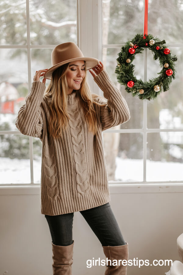 Chunky Knit Sweater with Dark Skinny Jeans