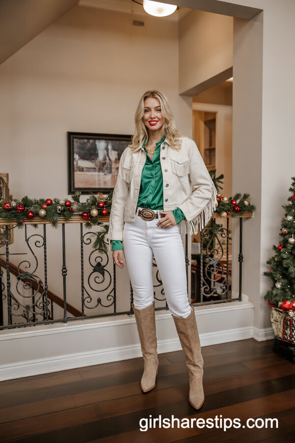 All-White Fringe Denim Ensemble
