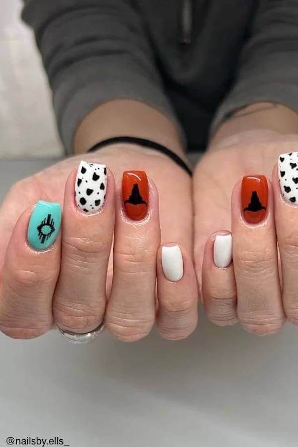 Witch Hat and Evil Eye Halloween Nails