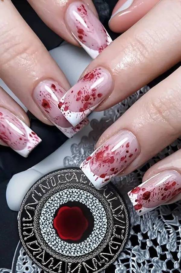 Gory Bloody French Tip Nails