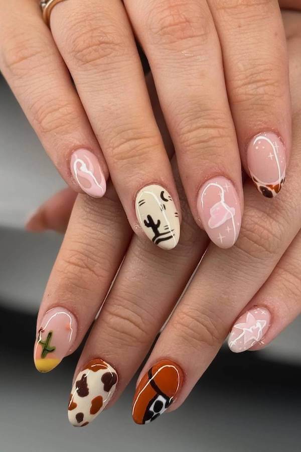 Cute Desert Cowgirl Halloween Nails