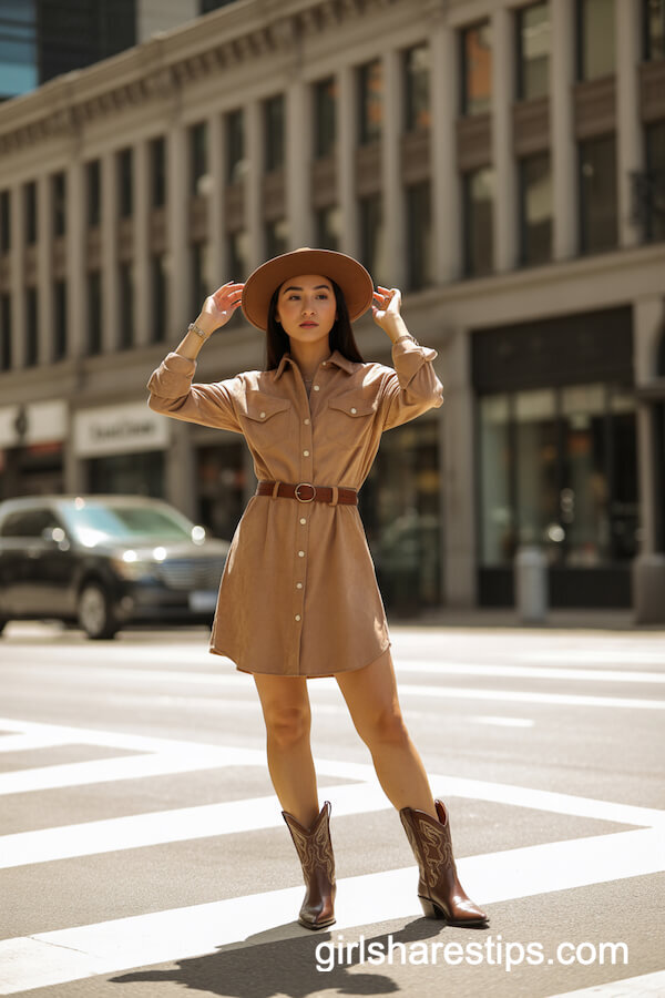 Suede Shirt Dress