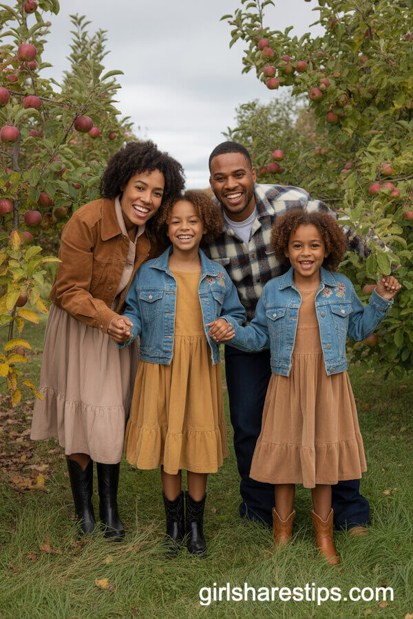 Autumnal Prairie Dresses with Corduroy and Embroidered Denim Jackets