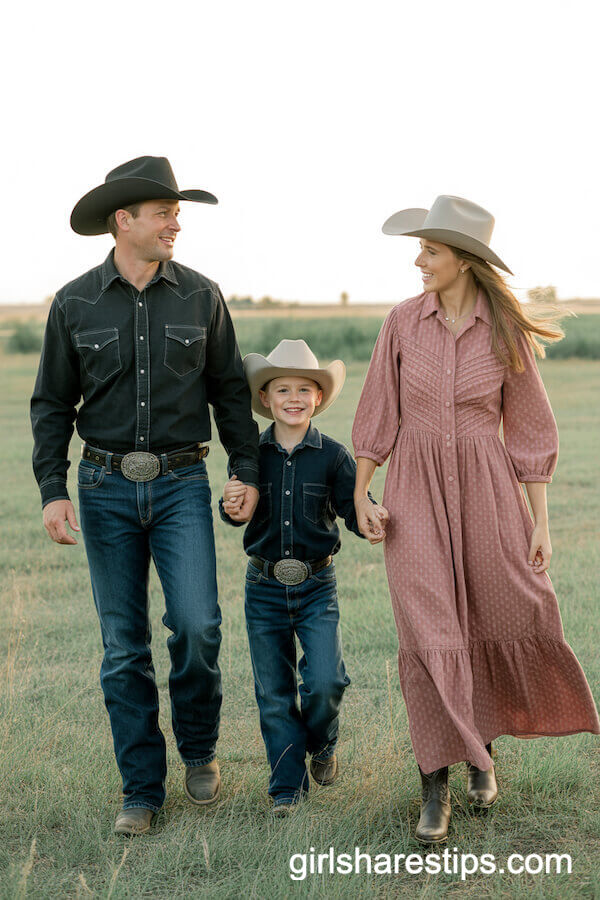 Dark Western Denim with Dusty Rose Prairie Dress