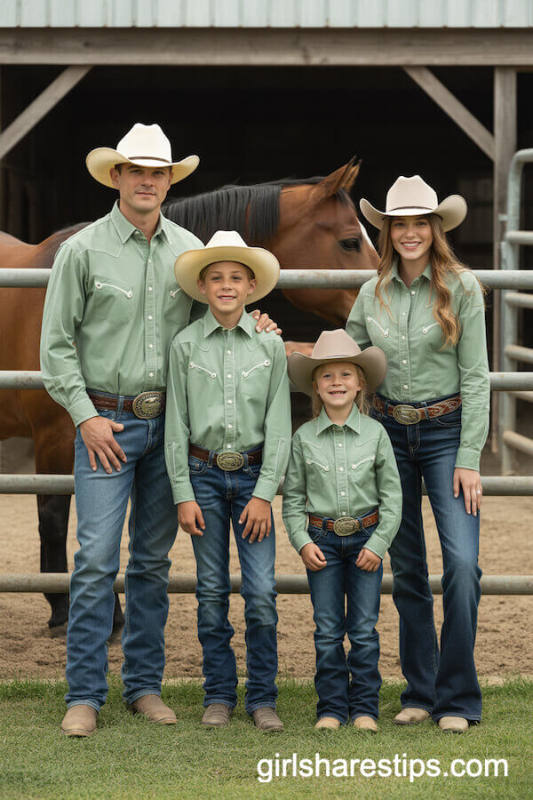 Sage Green Snap Western Shirts with Matching Western Dresses