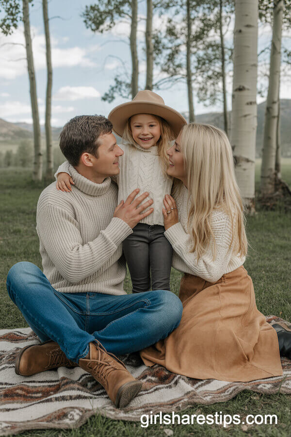 Neutral Western Knit Sweaters with Long Suede Prairie Skirts