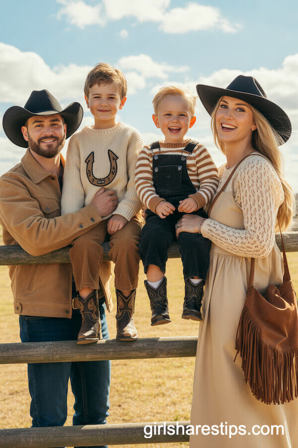 Tan Western Jacket with Cream Lace Prairie Dress