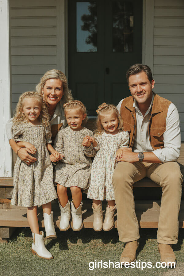 Coordinated Long Floral Western Prairie Dresses with Suede Ranch Vest