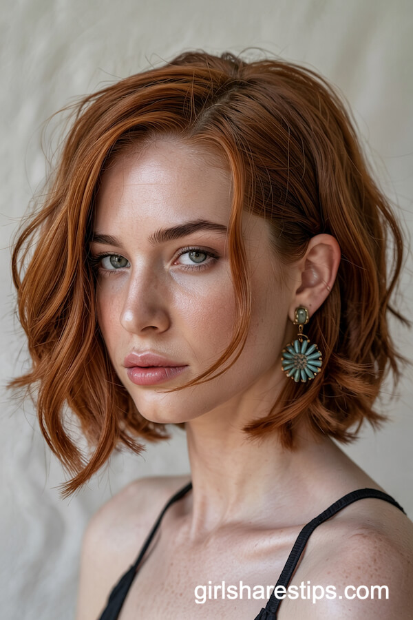 Tousled Lob with Statement Earring
