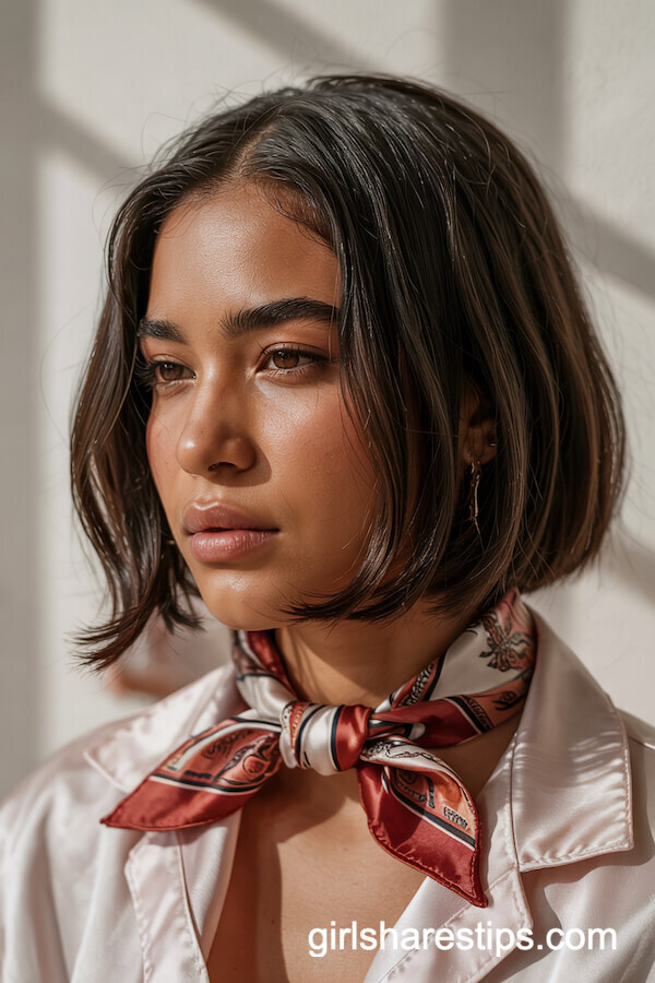 Sleek Blunt Bob with Neckerchief