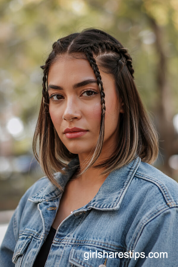 Short Hair with Braided Bangs
