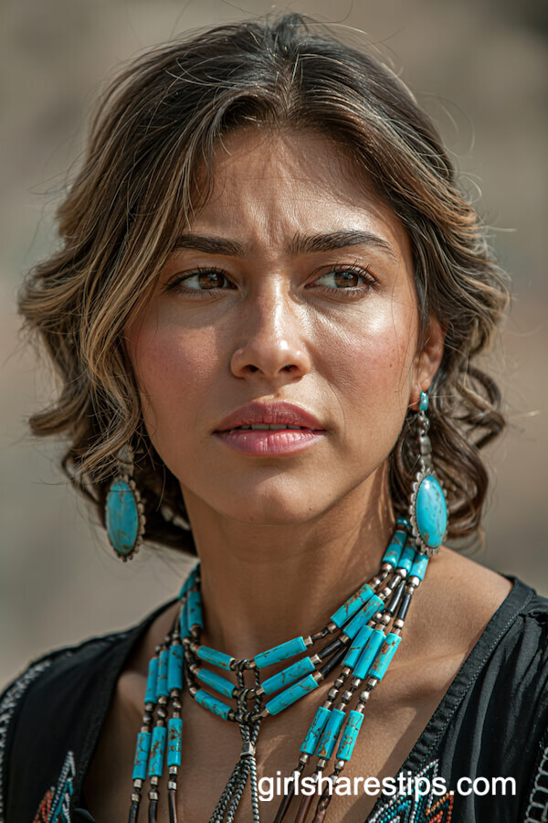 Messy Curls with Turquoise Accents