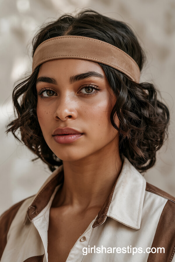 Curly Bob with Suede Headband