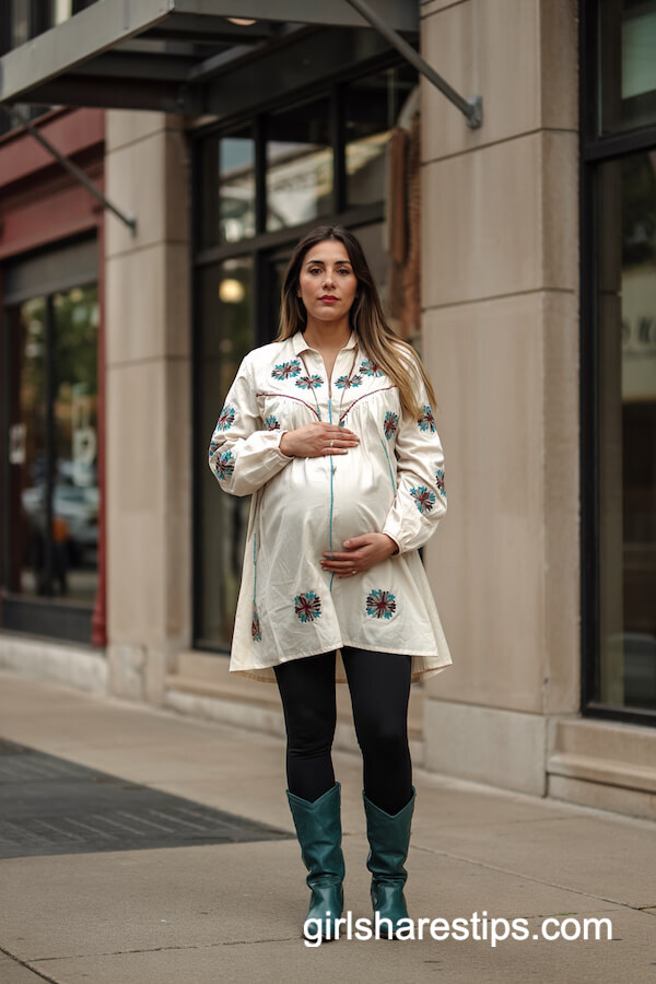 Embroidered Tunic and Turquoise Boots Ensemble