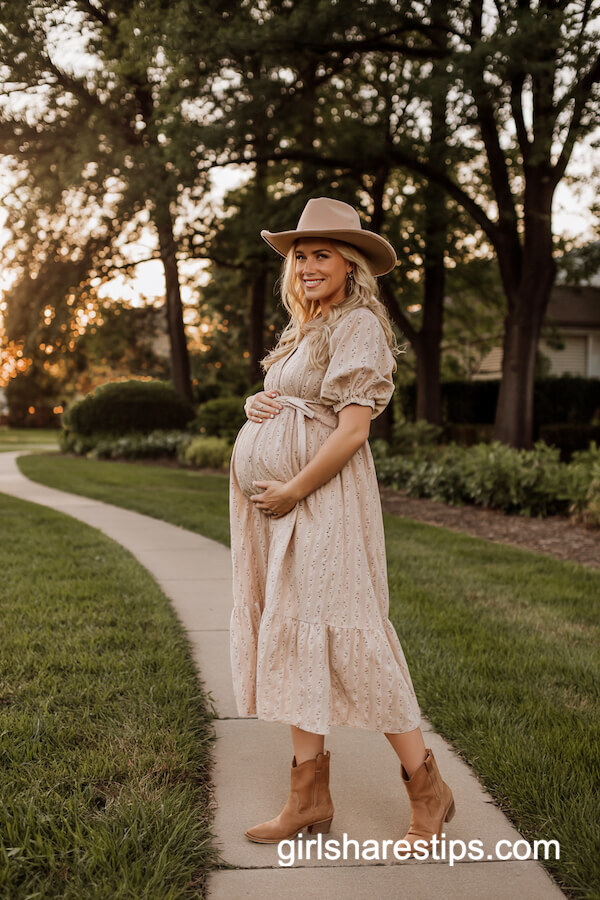 White Eyelet Midi Dress With Cowboy Hat