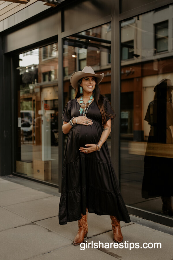 Flowy Black Maxi Dress With Western Jewelry