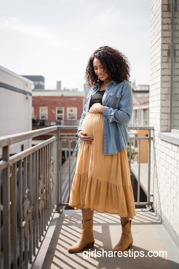 Chambray Western Shirt with Flowy Mustard Skirt