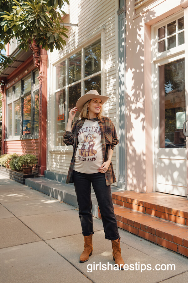 Vintage Western Graphic Tee and Black Jeans
