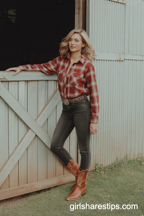 Plaid Flannel & Skinny Jeans Western Vibe