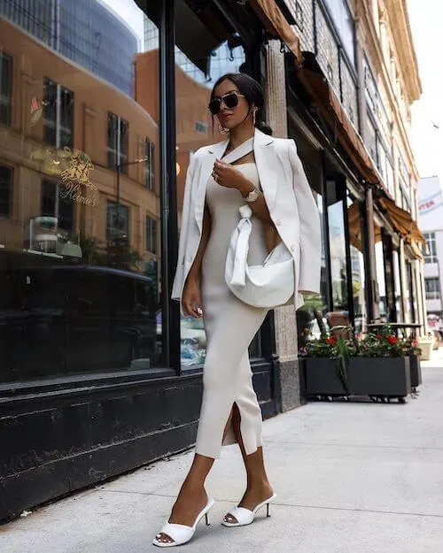 chic all white long dress style