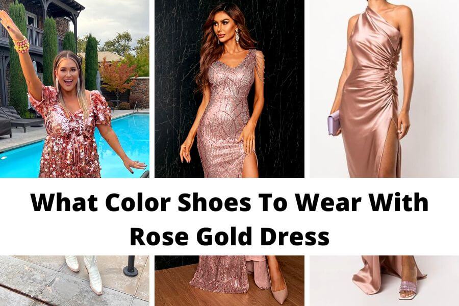 Rose gold dress hotsell with black heels